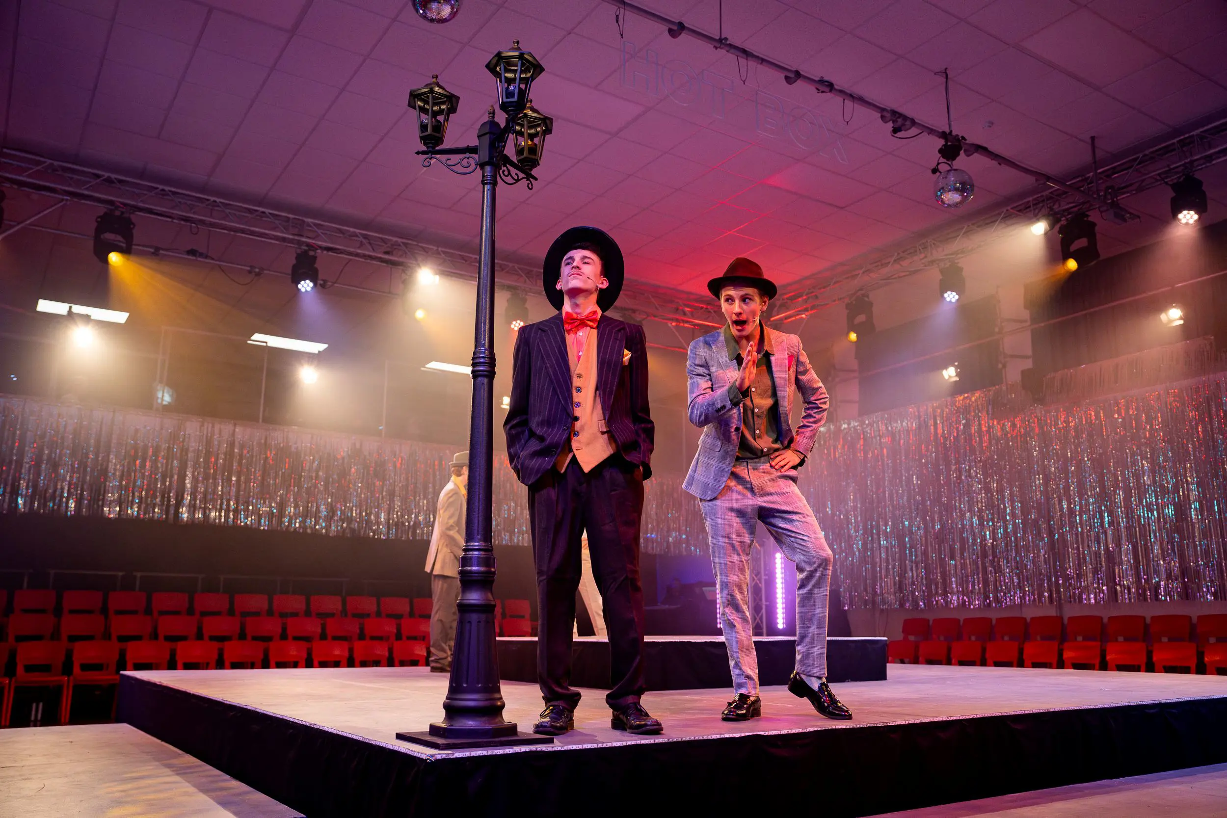 King's Ely Sixth form student taking part in Drama. King's Ely is a private school in Ely, Cambridgeshire 