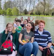 King's Ely Sixth Form boarding students punting on the River Cam in Cambridge 