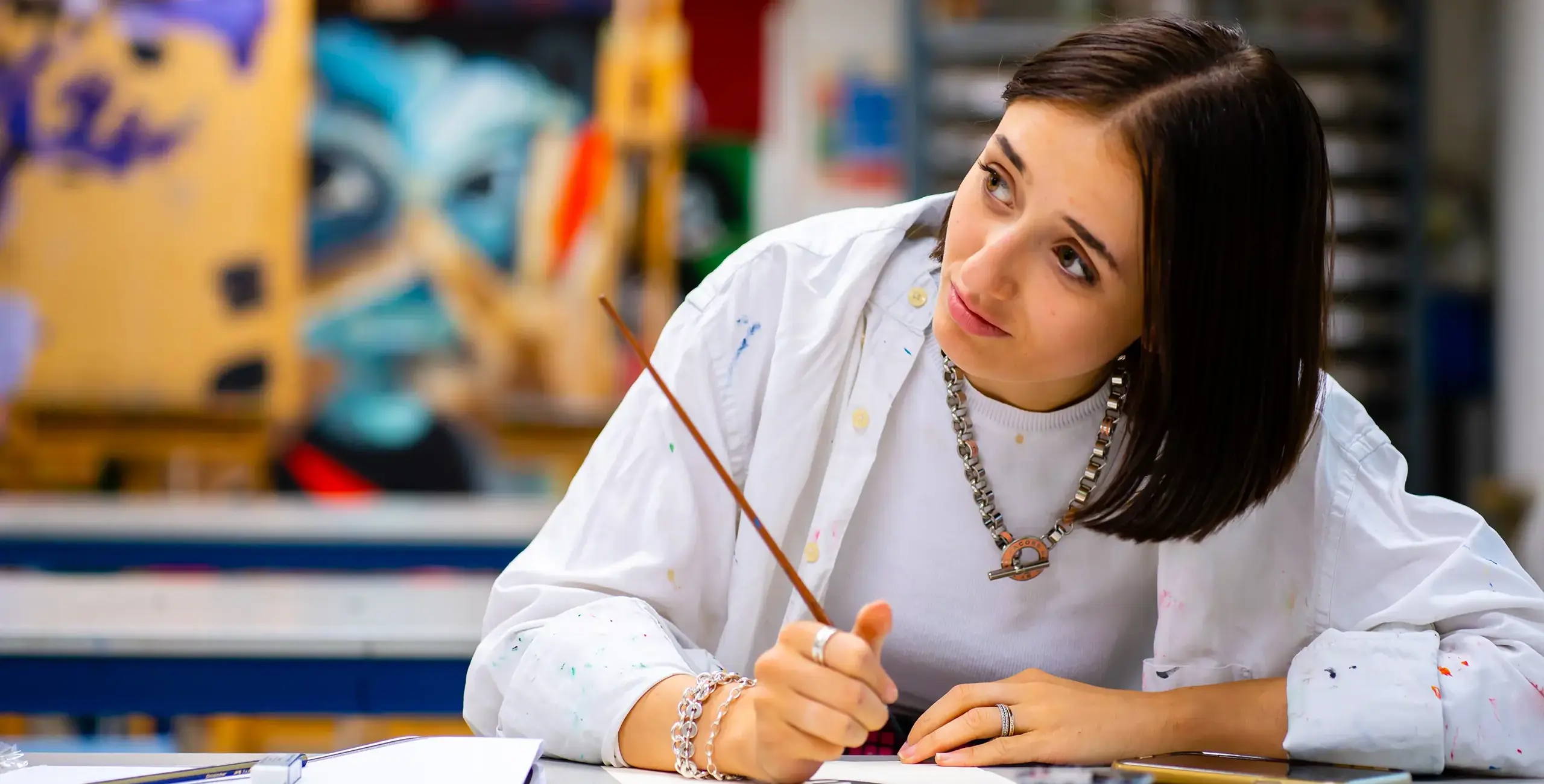 A Sixth Form Art Student at King's Ely, a Private Day and Boarding School near Cambridge, in Ely.