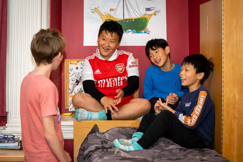 Four Prep School Boarders in the Boarding House at King's Ely, a Private Day and Boarding Prep School near Cambridge, in Ely.