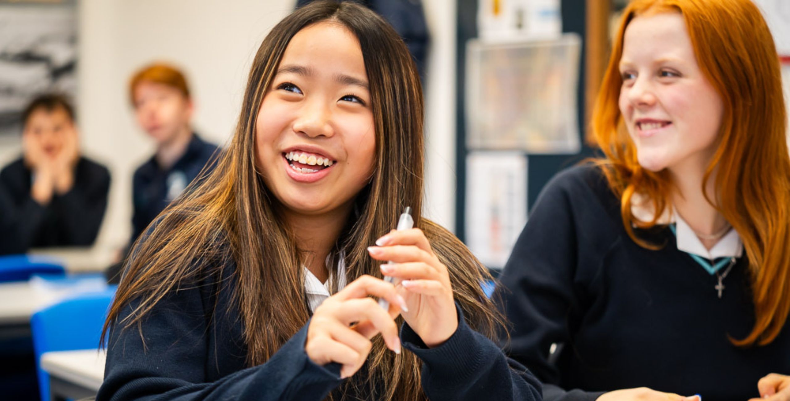 Two King's Ely students in class, a Private Day and Boarding School near Cambridge, in Ely.