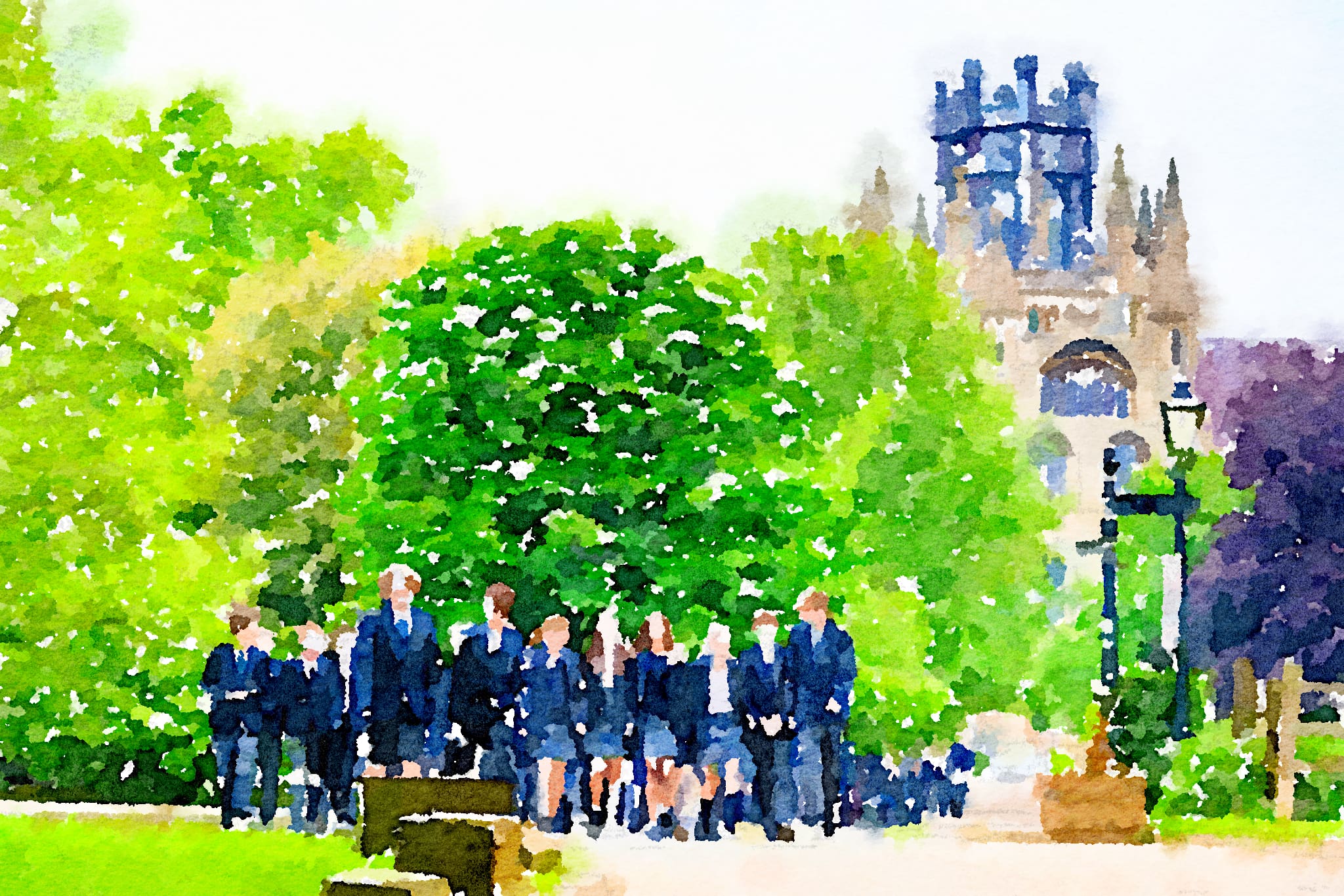 Students at King's Ely, a private school in Cambridgeshire, walking back from cathedral 