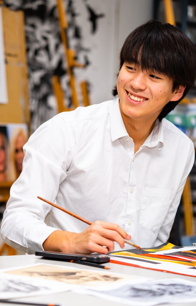 King’s Ely Sixth Form international student in an Art lesson 