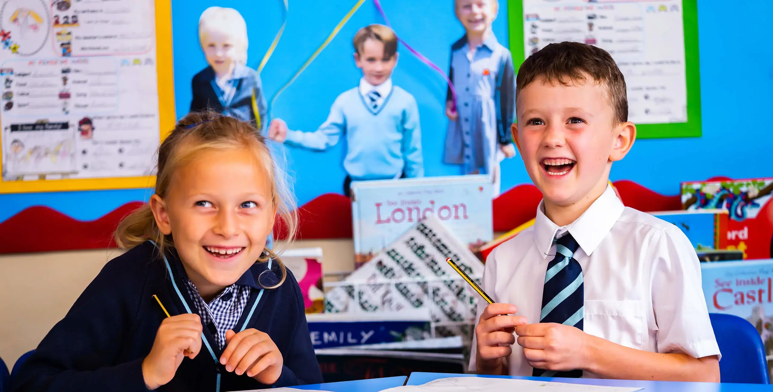 Two Pre-Prep Students in Class at King's Ely, a Private Nursery and Pre-Prep near Cambridge, in Ely.