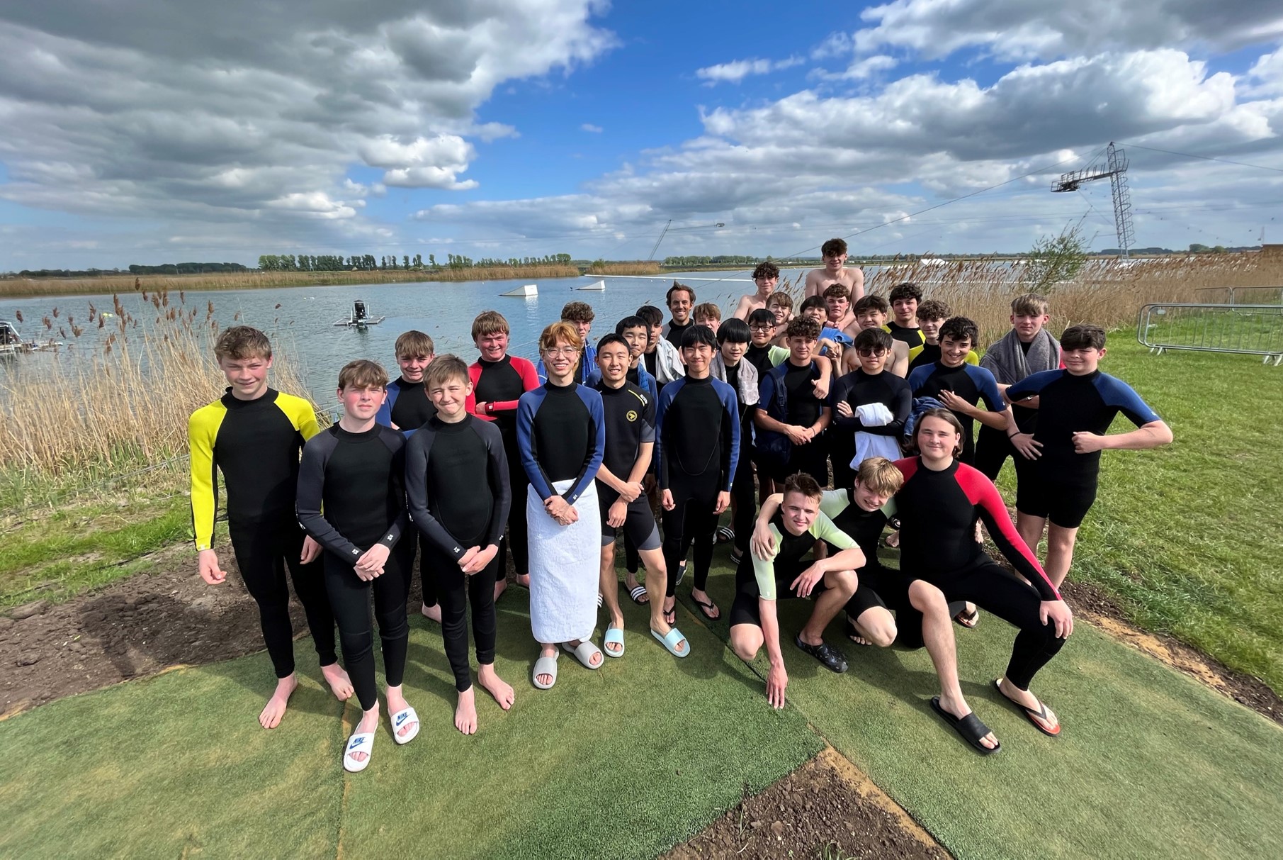 King's Ely boarding students visiting Cambridge Aqua Park. King's Ely is a boarding school in Cambridgeshire. 