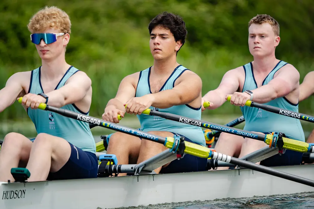 Sixth Ely Sixth Form rowing team representing King's Ely, a co-educational private boarding school in Cambridgeshire 