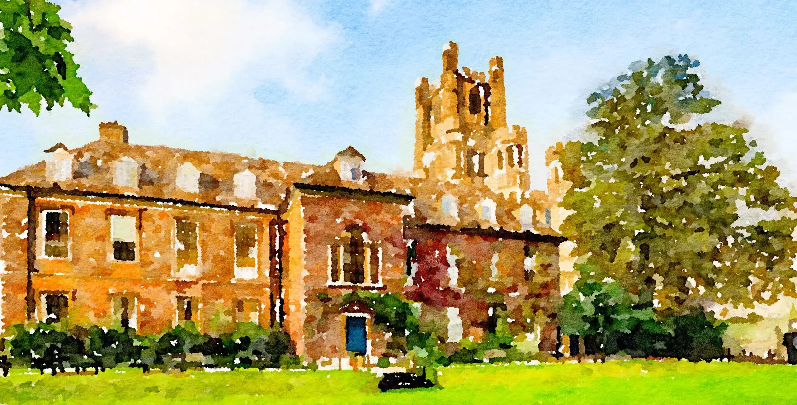 Watercolor of King's Ely is a private school based in Ely, Cambridgeshire