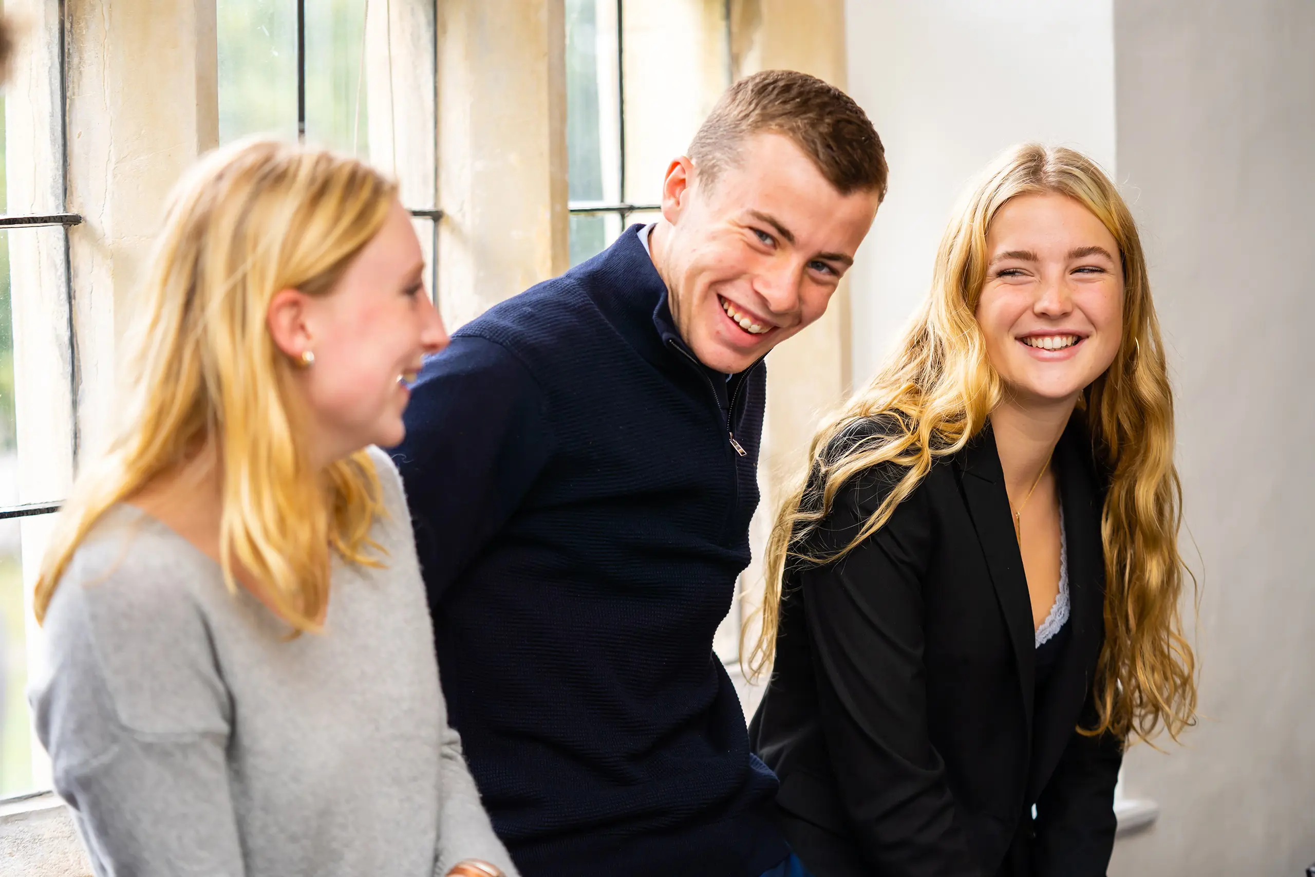 Three Sixth Form Students in the Old Palace at King's Ely, a Private Sixth Form near Cambridge, in Ely.